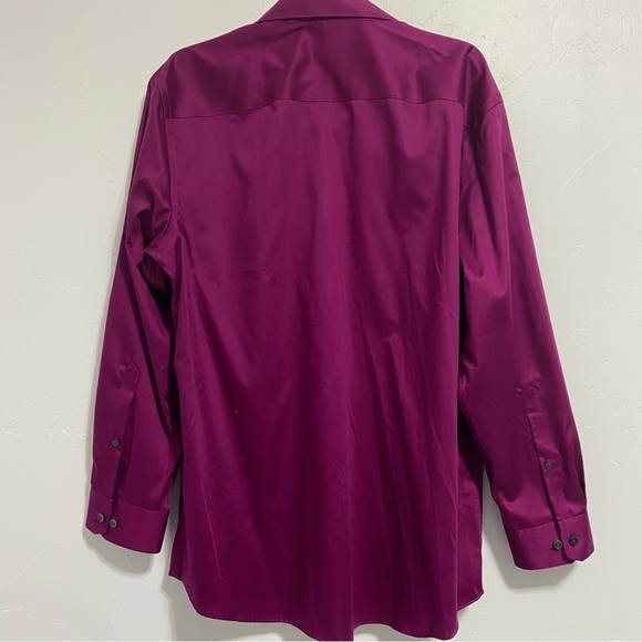 Kenneth Cole Slim Fit Non Iron Men's Dress Shirt Button Down Fuschia 17 32/33 - Picture 5 of 6